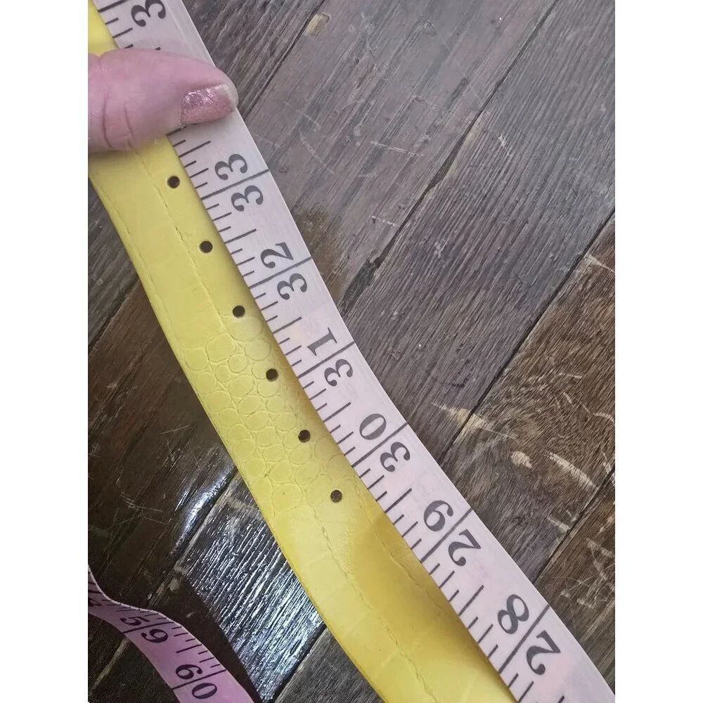 Vintage Yellow Bonded Leather Croc Python Chunky Belt - Picture 11 of 13